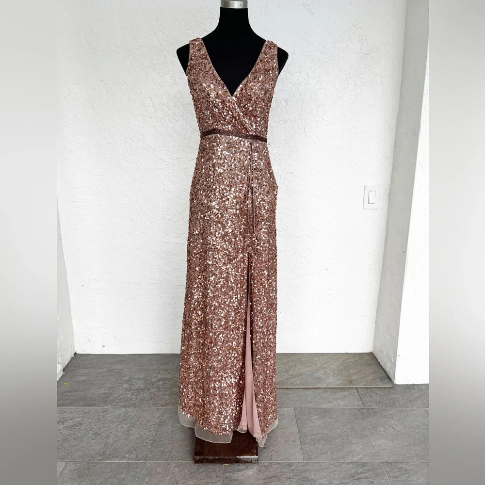 Mac Duggal Sequin Faux Wrap Gown 5539 Womens size 4 - Picture 4 of 10